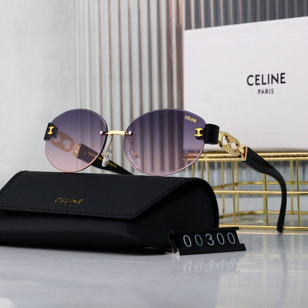 Retro Randlose Runde Metallsonnenbrille