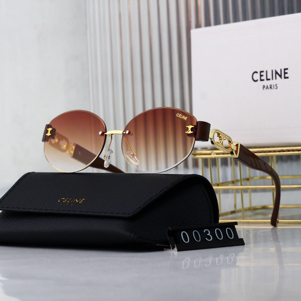 Retro Randlose Runde Metallsonnenbrille