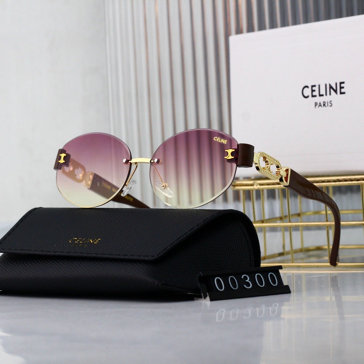 Retro Randlose Runde Metallsonnenbrille