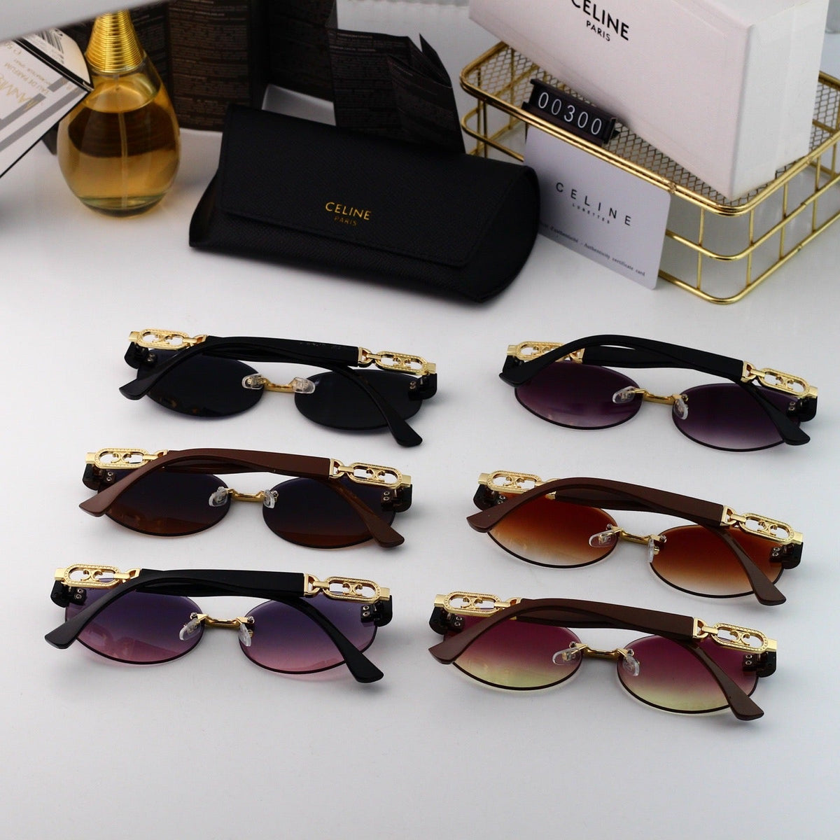 Retro Randlose Runde Metallsonnenbrille