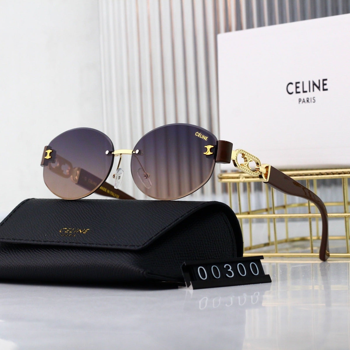 Retro Randlose Runde Metallsonnenbrille