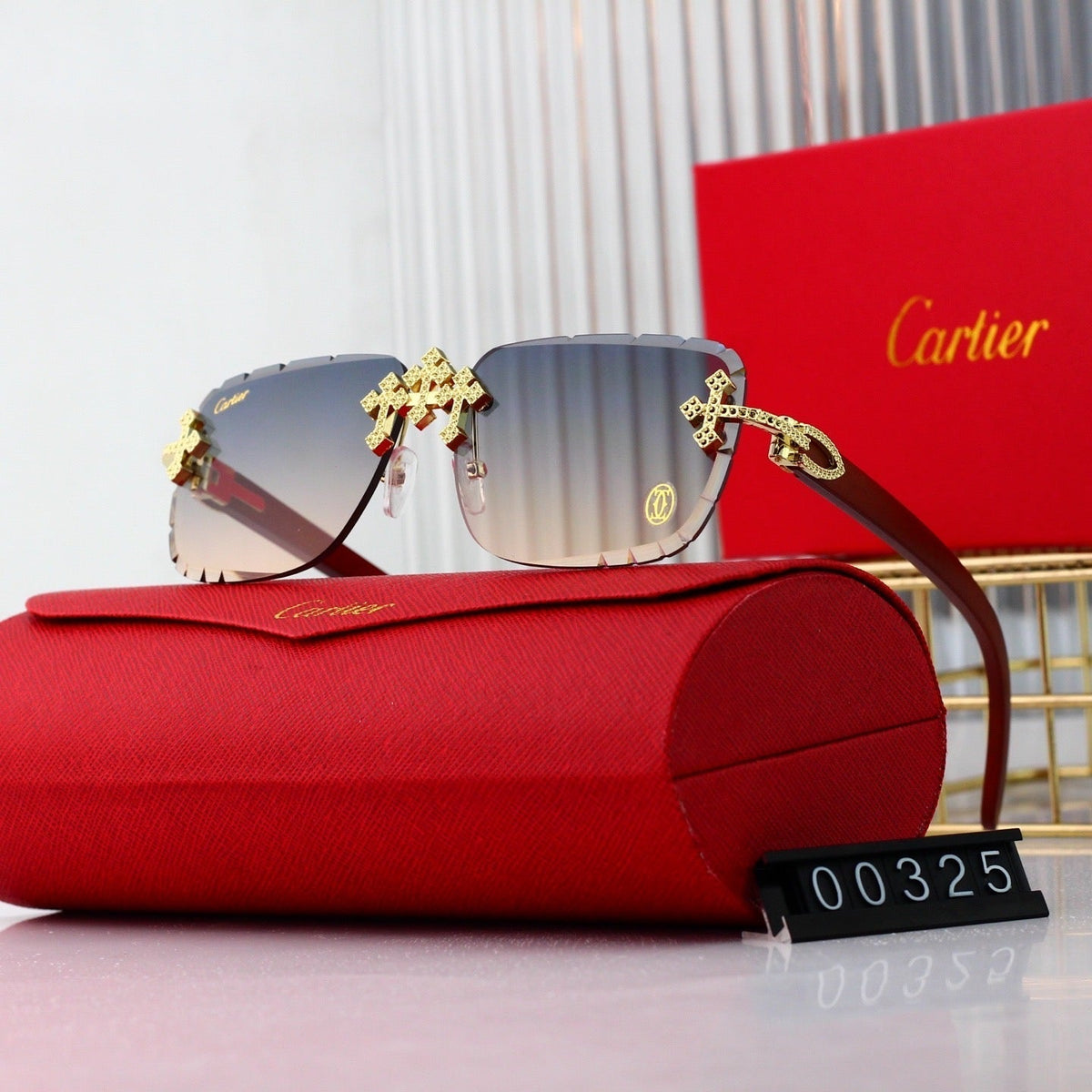 Vintage Goldkreuz Randlose Sonnenbrille