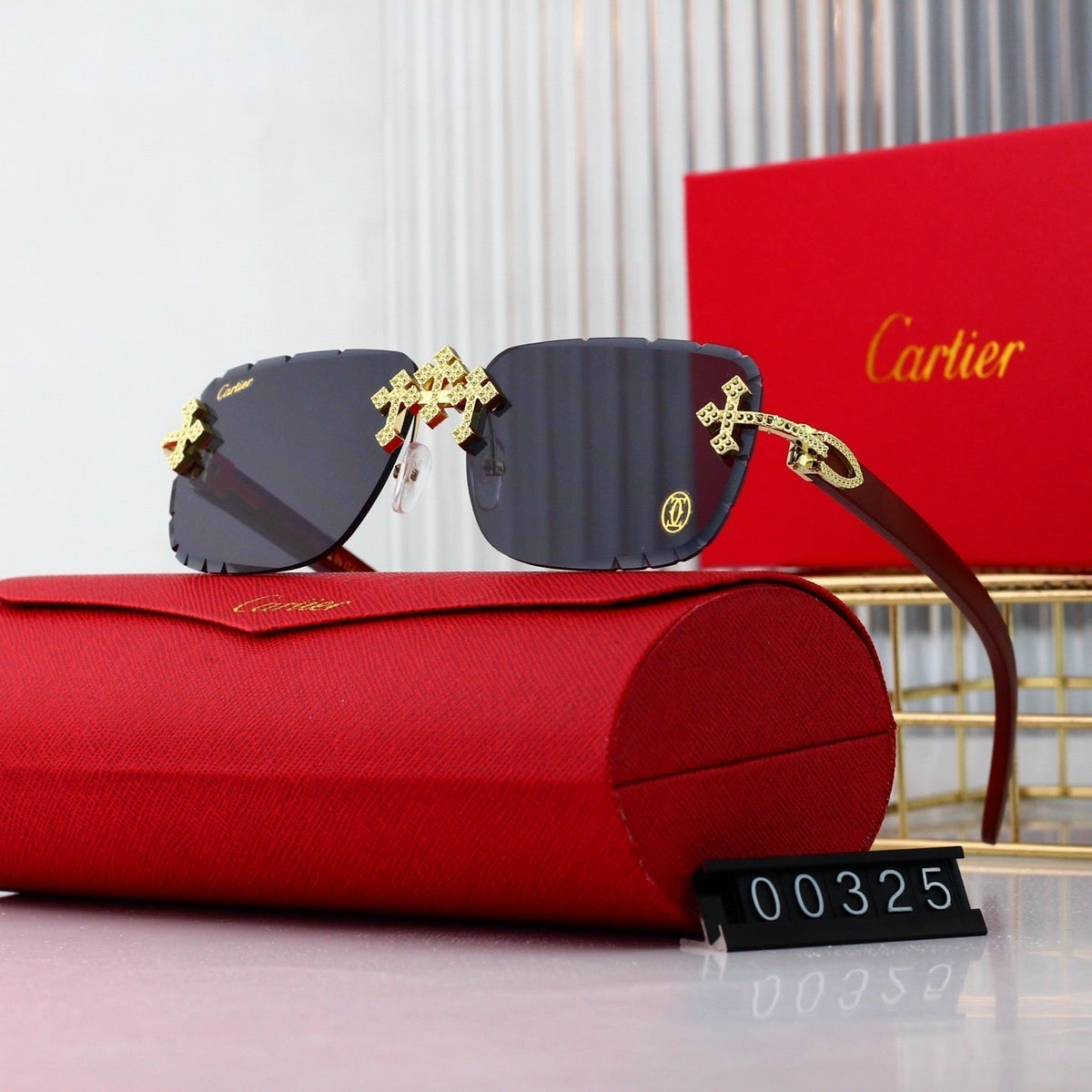 Vintage Goldkreuz Randlose Sonnenbrille