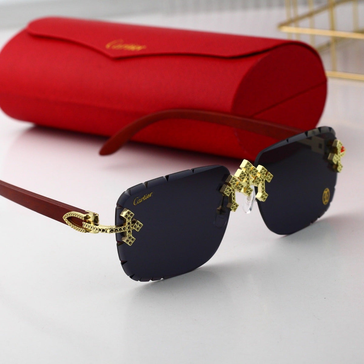 Vintage Goldkreuz Randlose Sonnenbrille