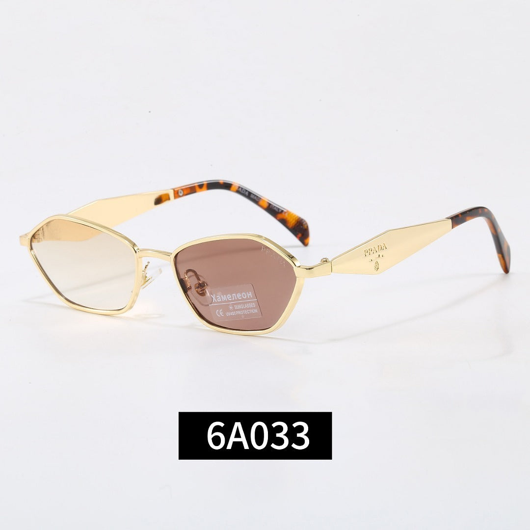 Unregelmäßige Metallrahmen-Sonnenbrille, UV400 polarisierte Mode-Schutzbrille mit Schildpatt-Bügel 6A003