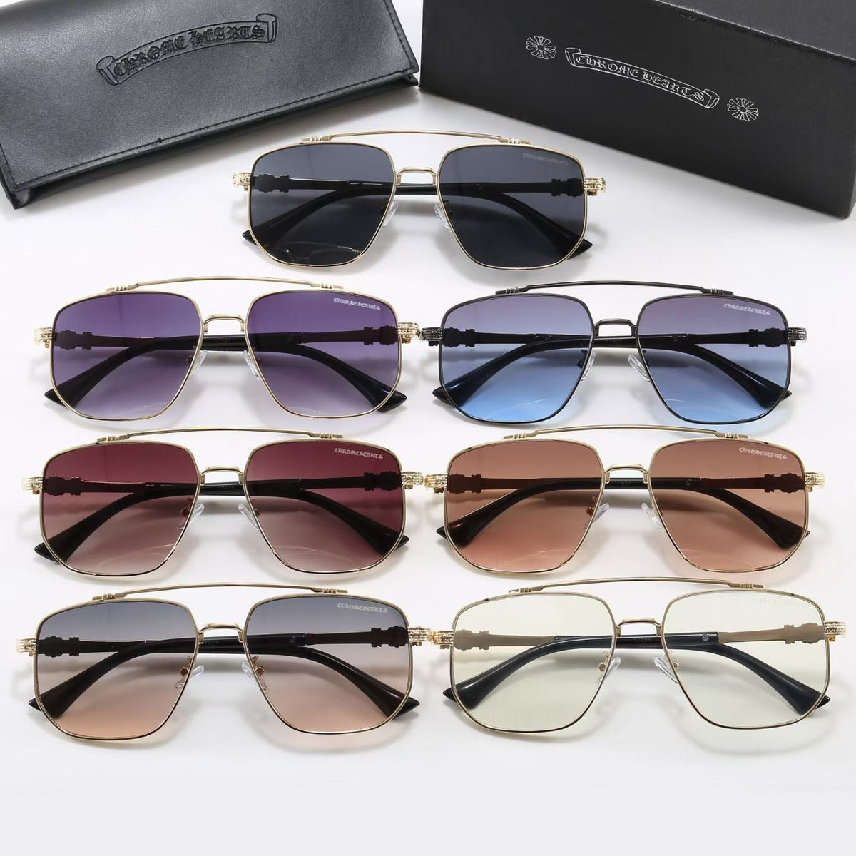 Doppelsteg-Sonnenbrille mit quadratischen Gläsern, UV400 polarisierte Mode-Sonnenbrille