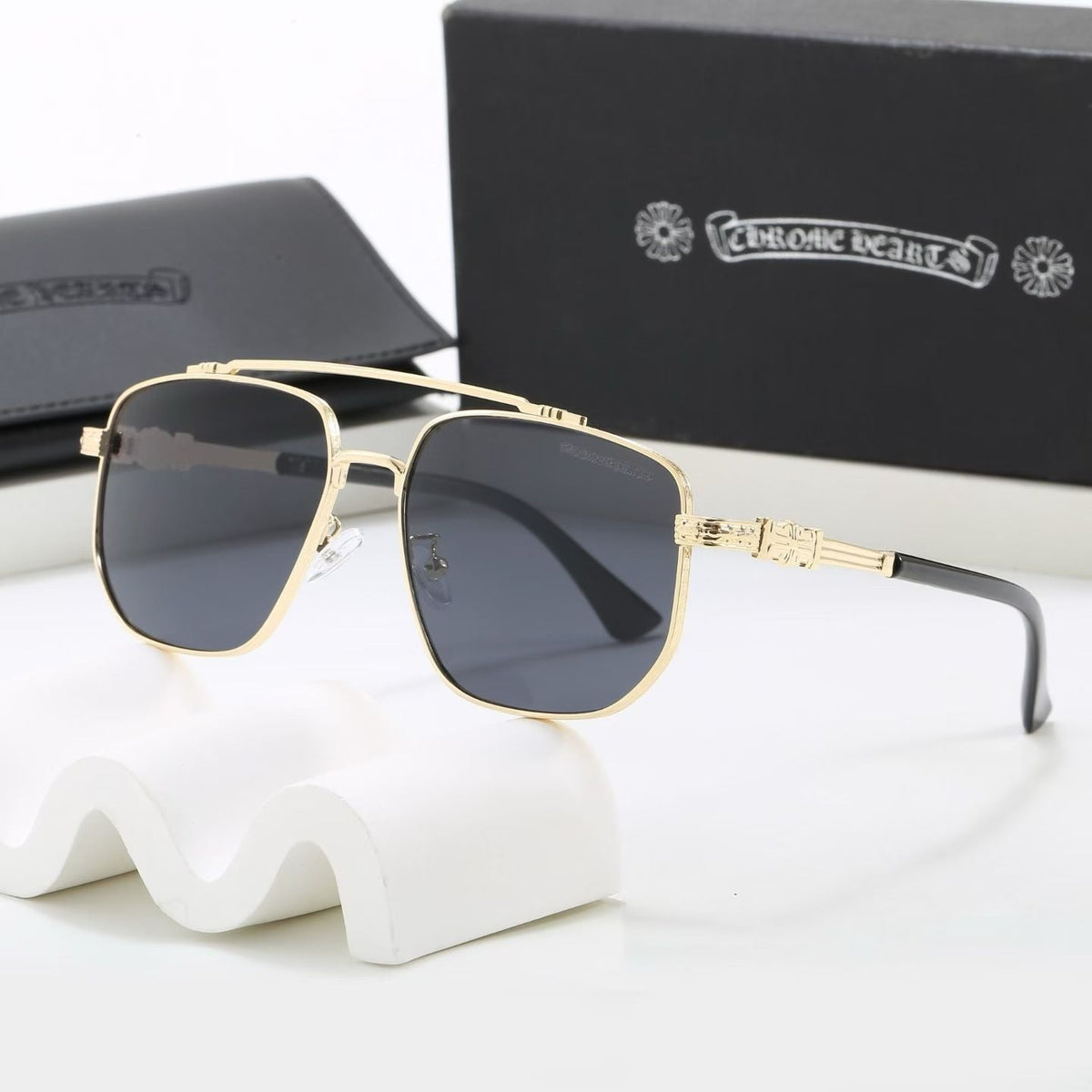 Doppelsteg-Sonnenbrille mit quadratischen Gläsern, UV400 polarisierte Mode-Sonnenbrille