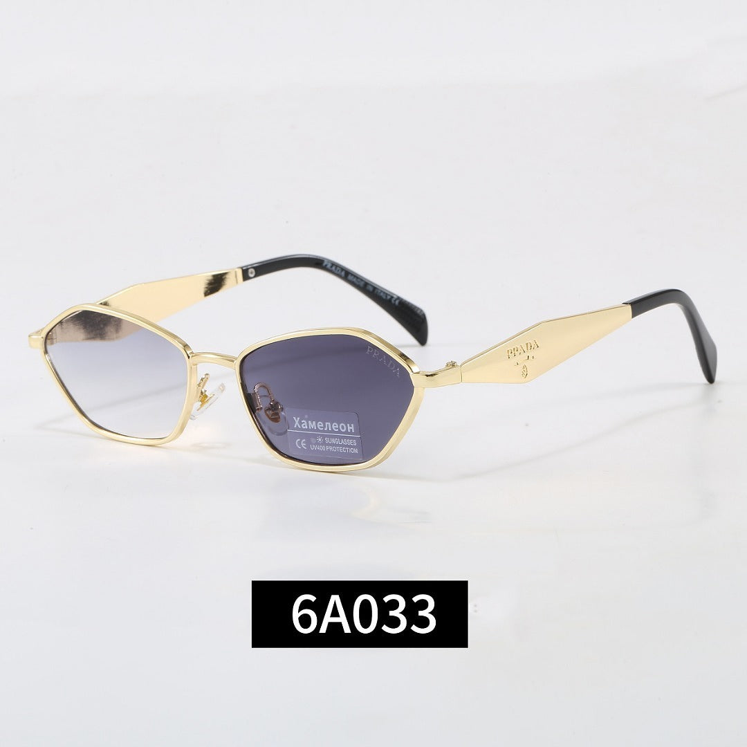 Unregelmäßige Metallrahmen-Sonnenbrille, UV400 polarisierte Mode-Schutzbrille mit Schildpatt-Bügel 6A003