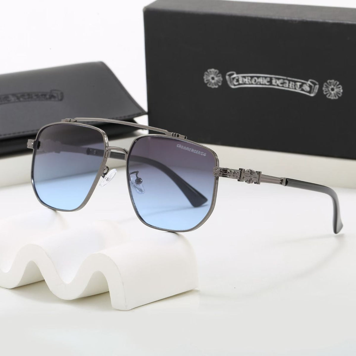 Doppelsteg-Sonnenbrille mit quadratischen Gläsern, UV400 polarisierte Mode-Sonnenbrille