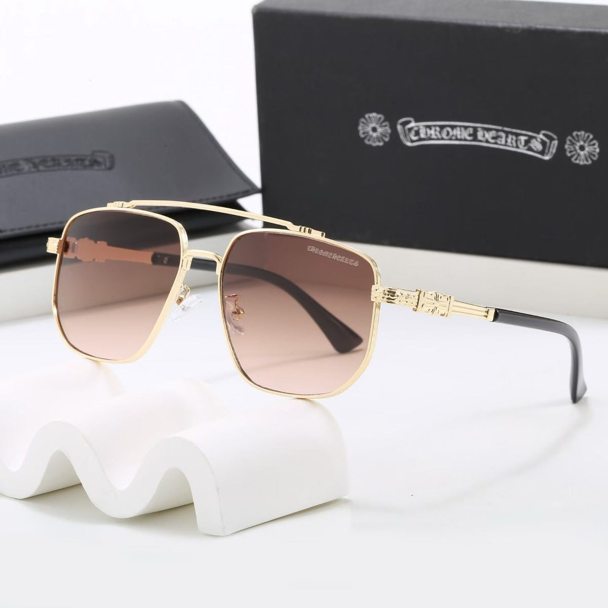 Doppelsteg-Sonnenbrille mit quadratischen Gläsern, UV400 polarisierte Mode-Sonnenbrille