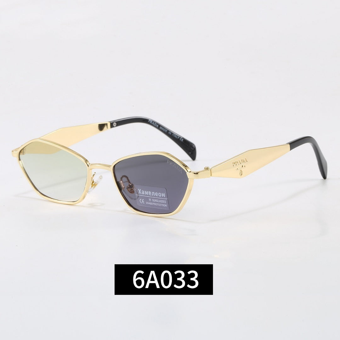 Unregelmäßige Metallrahmen-Sonnenbrille, UV400 polarisierte Mode-Schutzbrille mit Schildpatt-Bügel 6A003
