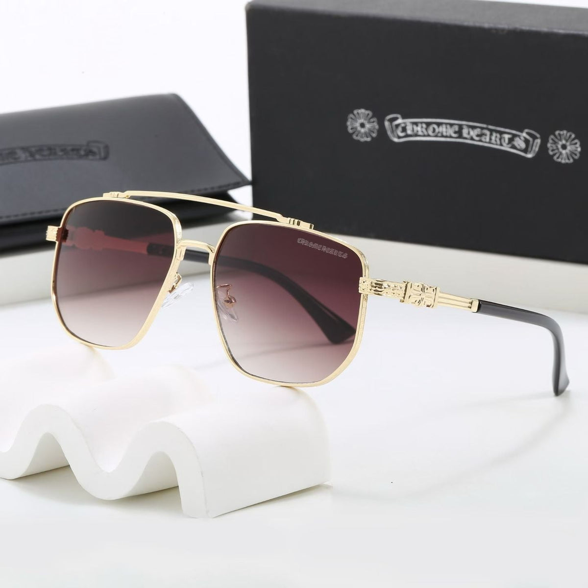 Doppelsteg-Sonnenbrille mit quadratischen Gläsern, UV400 polarisierte Mode-Sonnenbrille