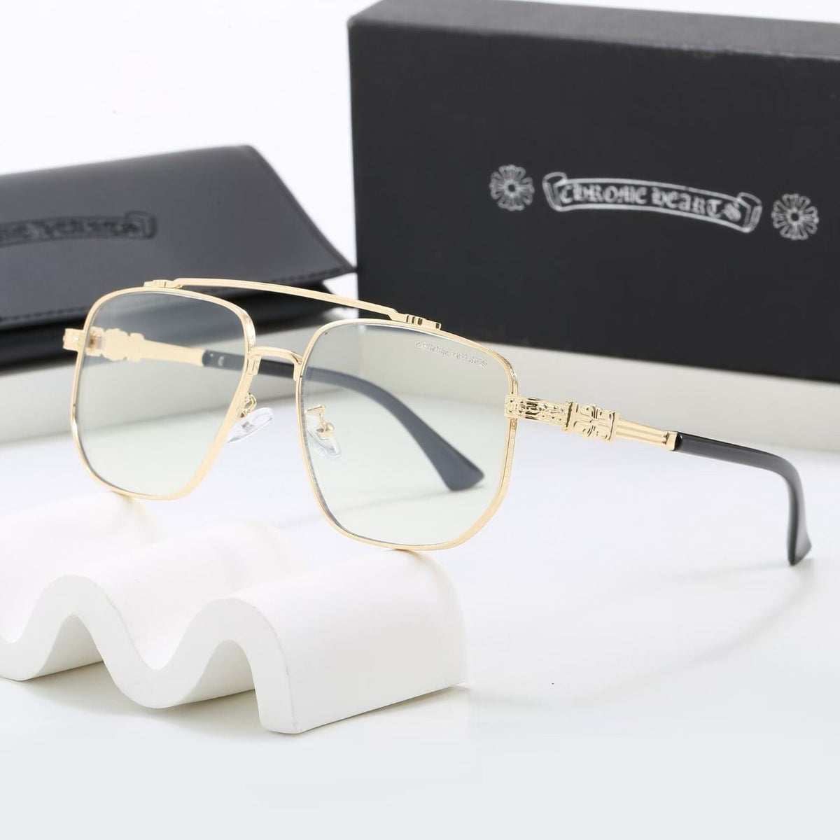Doppelsteg-Sonnenbrille mit quadratischen Gläsern, UV400 polarisierte Mode-Sonnenbrille