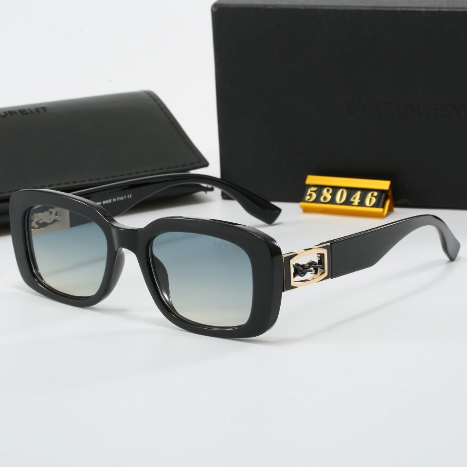 Retro Sonnenbrille mit schwarzem Logo und Gravur