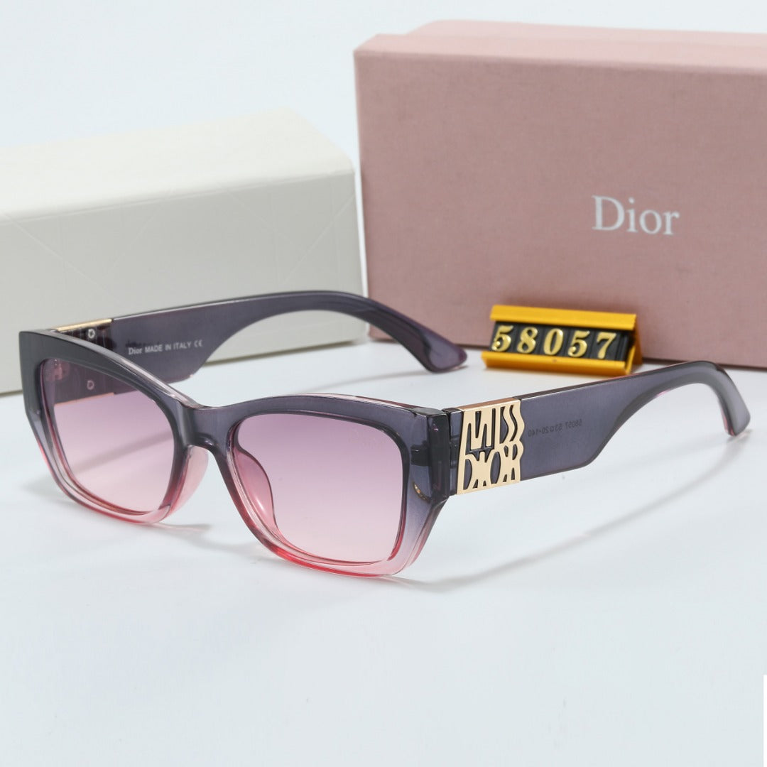 Rechteckige Sonnenbrille mit Metall-Signatur-Bügeln