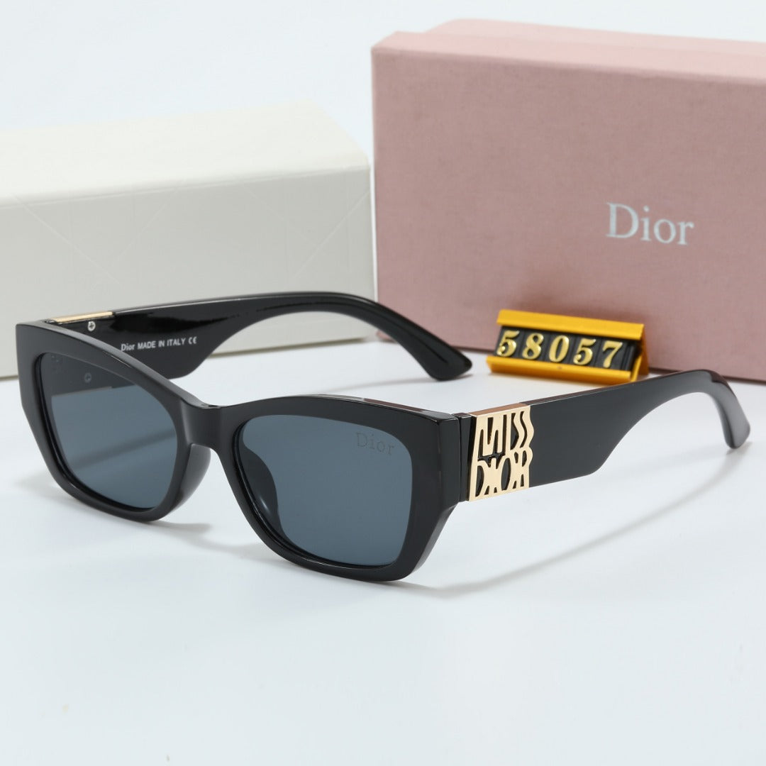 Rechteckige Sonnenbrille mit Metall-Signatur-Bügeln