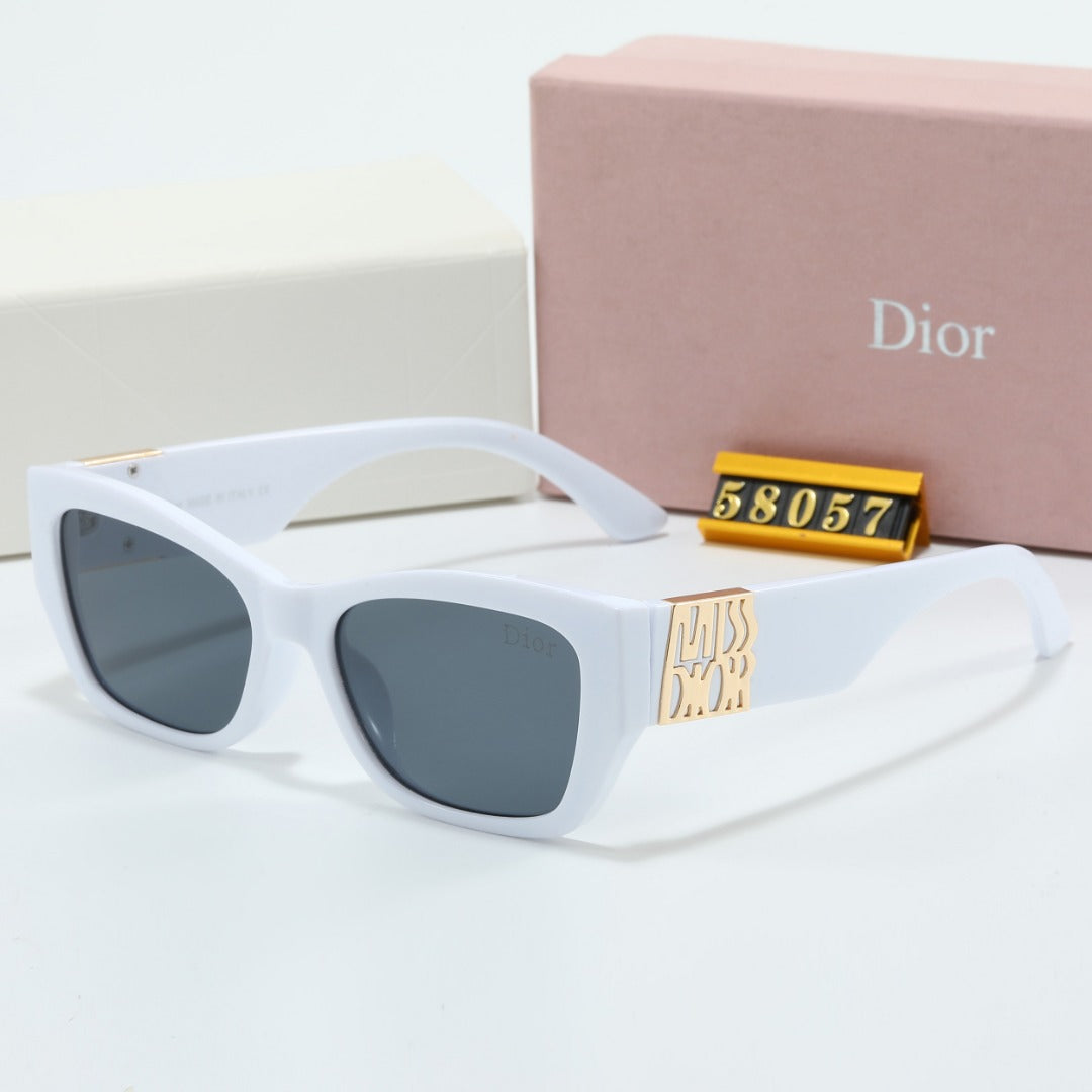 Rechteckige Sonnenbrille mit Metall-Signatur-Bügeln