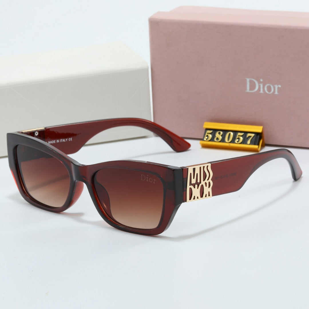 Rechteckige Sonnenbrille mit Metall-Signatur-Bügeln