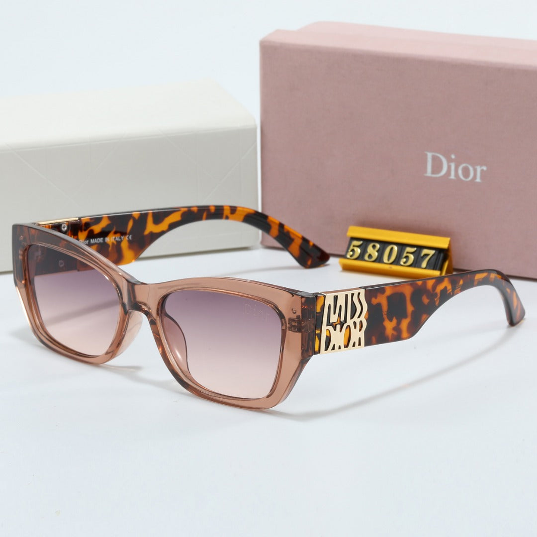 Rechteckige Sonnenbrille mit Metall-Signatur-Bügeln
