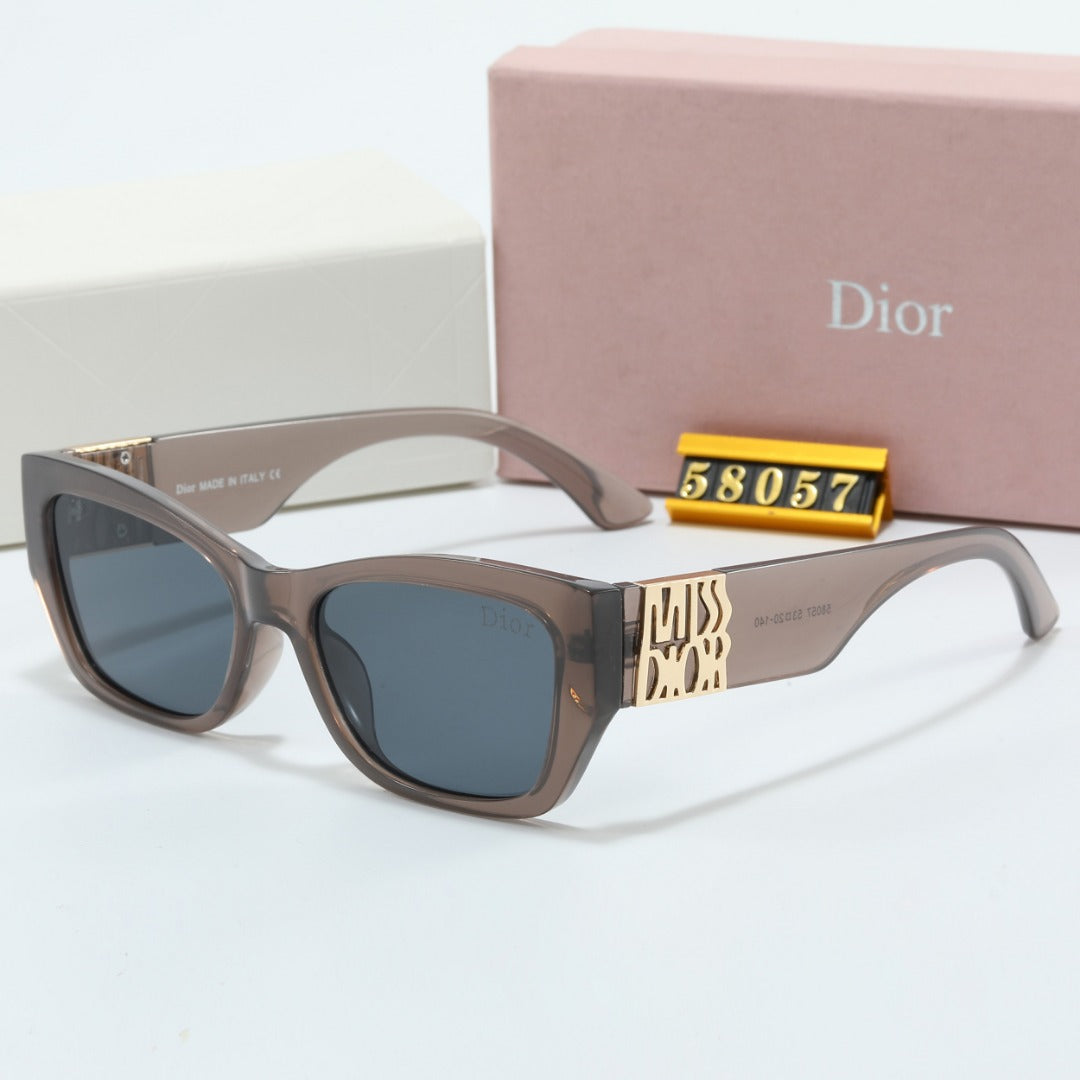 Rechteckige Sonnenbrille mit Metall-Signatur-Bügeln