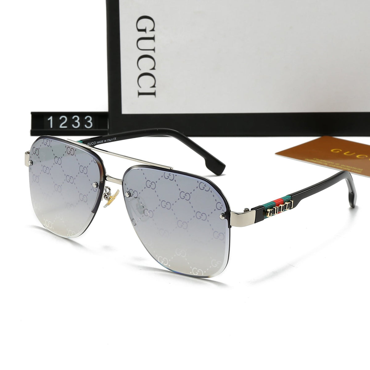 Unisex Doppelsteg-Sonnenbrille aus Metall mit Buchstaben