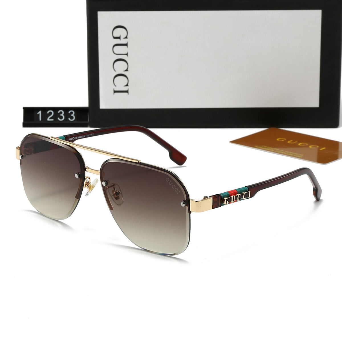 Unisex Doppelsteg-Sonnenbrille aus Metall mit Buchstaben