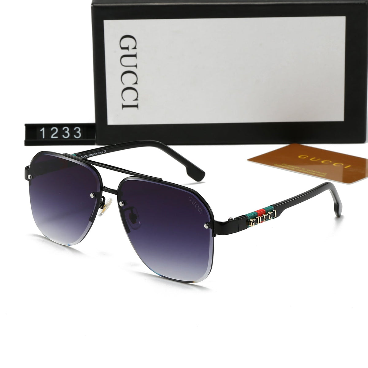 Unisex Doppelsteg-Sonnenbrille aus Metall mit Buchstaben