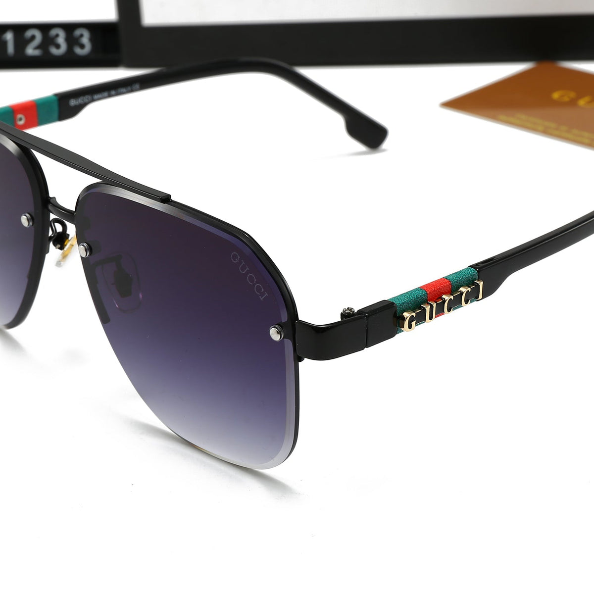 Unisex Doppelsteg-Sonnenbrille aus Metall mit Buchstaben