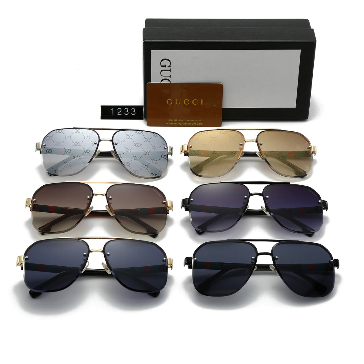 Unisex Doppelsteg-Sonnenbrille aus Metall mit Buchstaben