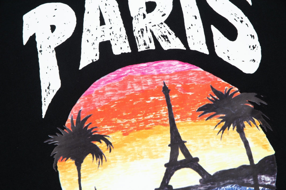 T-Shirt mit Sonnenuntergangsturm-Print