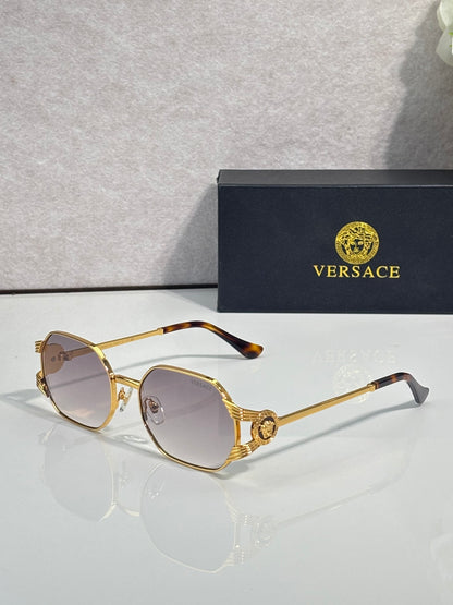 Retro Octagonal Metal Frame Sunglasses - VE7223
