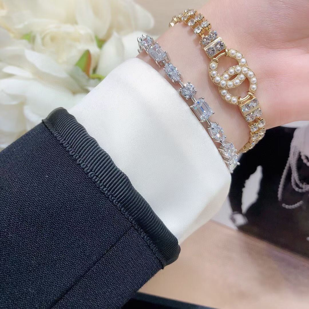Doppeltes Kristall-Diamant-verstellbares Armband