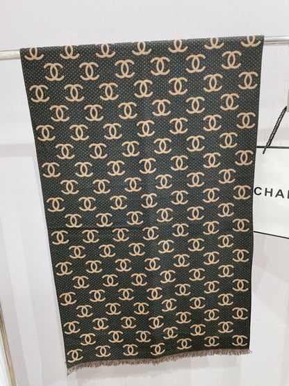 Temperament Logo Jacquard Schal mit kleiner fransiger Kante