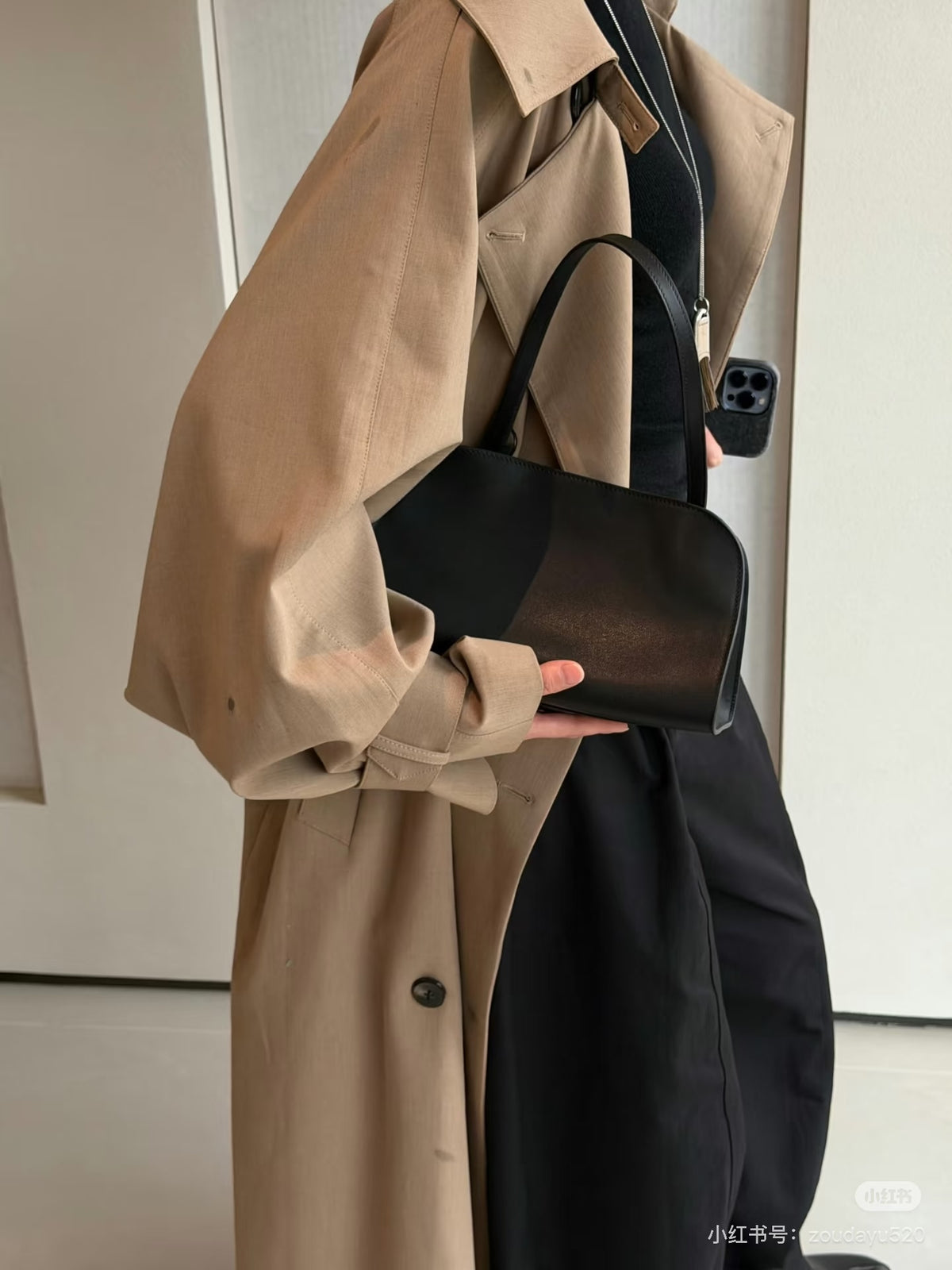 Minimalist Taupe Brown Shoulder Bag