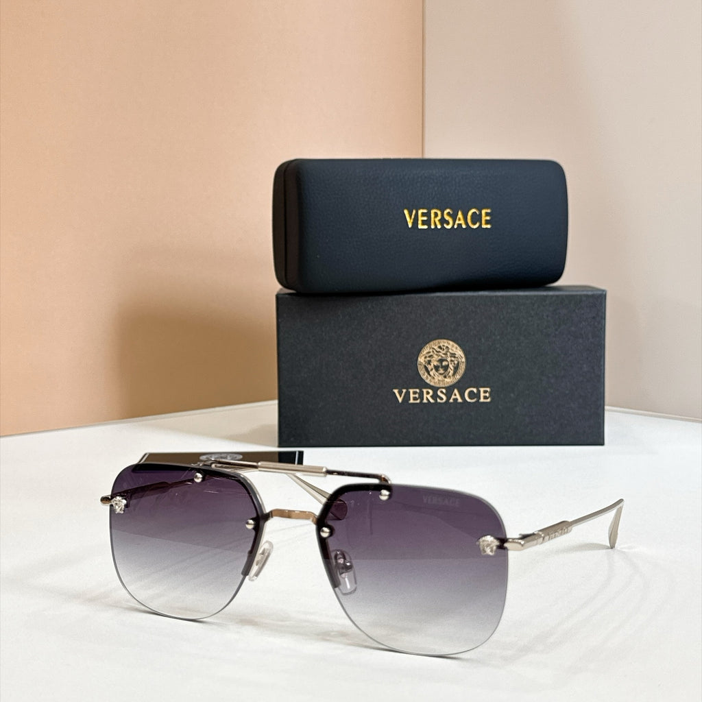 Rimless Double Bridge Sunglasses 6 Style Options Vintage Studded Design Classic Fashion Luxury Look - VE2190
