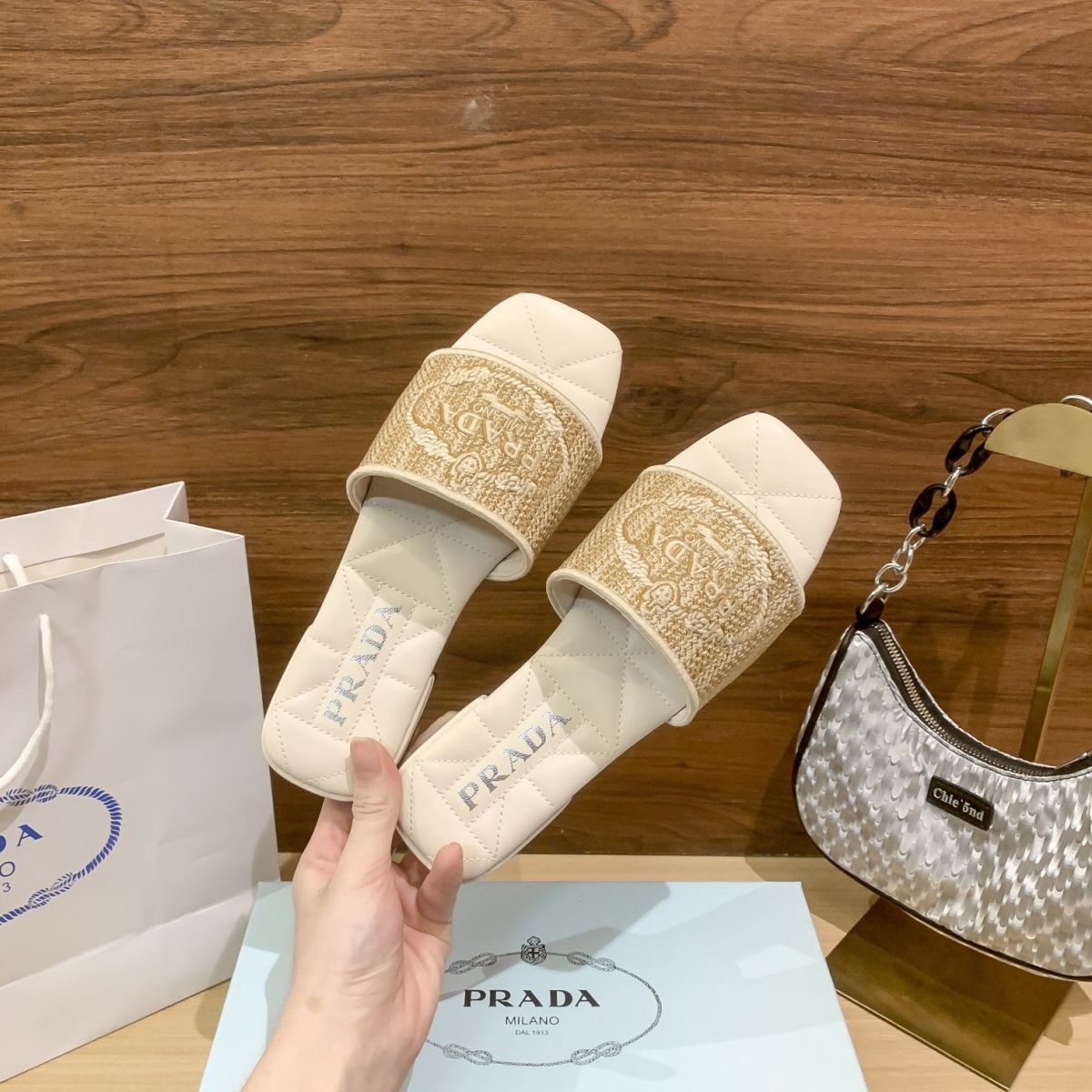 Letter Embroidery Flat Slippers