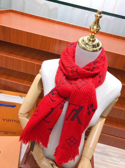 Schal mit Monogramm-Muster, Jacquard und Quasten