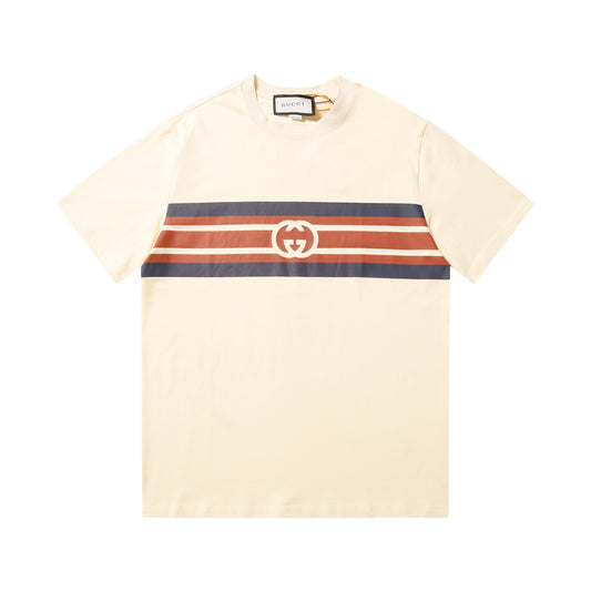 T-Shirt mit Aprikosenstreifenmuster