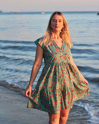 Saheli kurzes Kleid in Henna