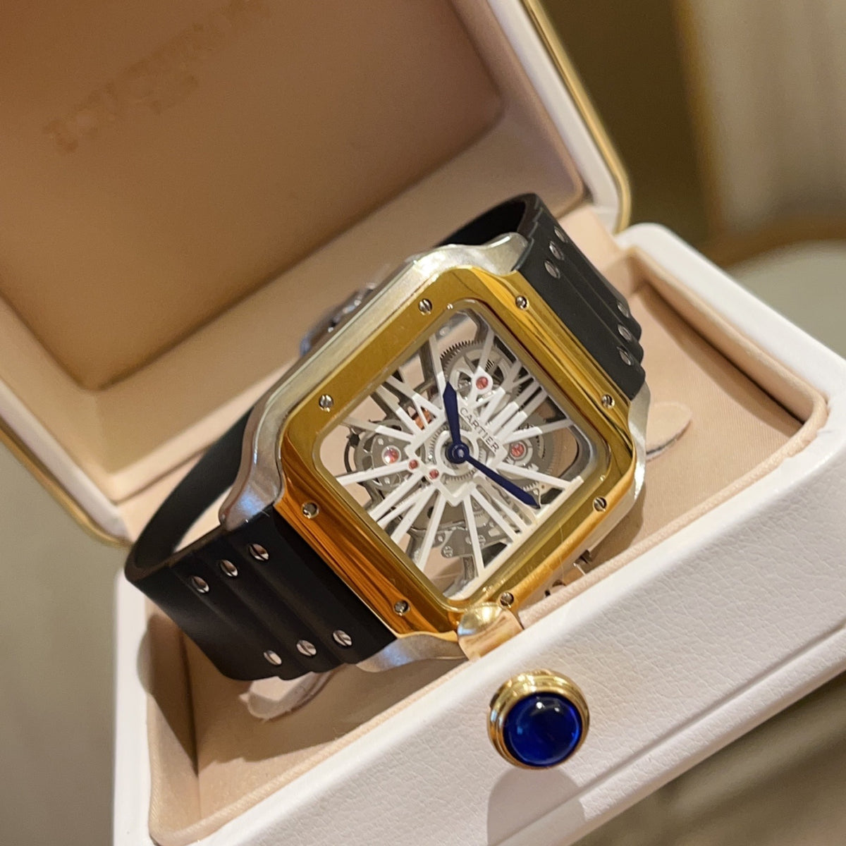 Premium Stainless Steel Skeleton Mechanical Watch 6 Style Options Asymmetric Design Luxury Look