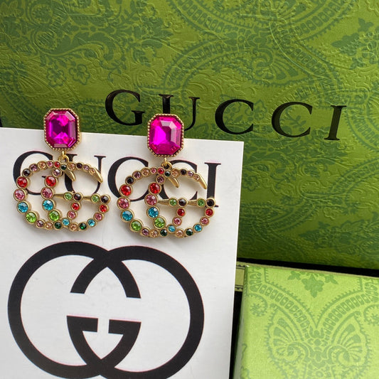 Vintage Colored Diamond Letter Earrings