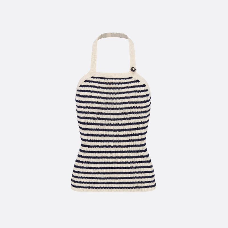 Gestreiftes Neckholder-Tanktop mit Rückenausschnitt