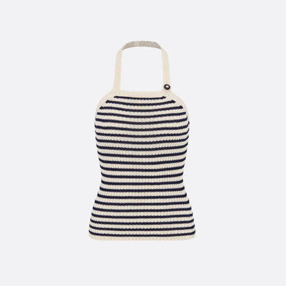 Gestreiftes Neckholder-Tanktop mit Rückenausschnitt