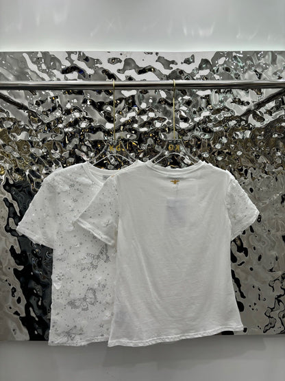 Neues besticktes Netz-Schmetterlings-T-Shirt