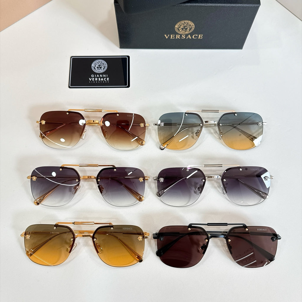 Rimless Double Bridge Sunglasses 6 Style Options Vintage Studded Design Classic Fashion Luxury Look - VE2190