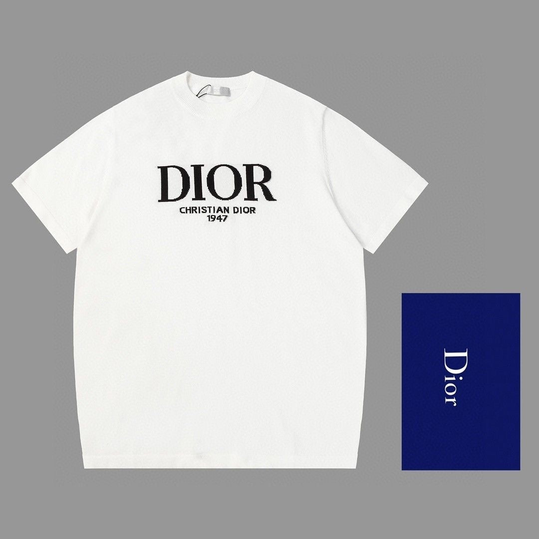 0528 Jacquard klassisches Woll-T-Shirt mit kurzen Ärmeln und Schriftzug