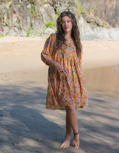 Hawa Kurzes Kleid in Golden Soma