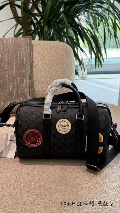 Men’s Small Travel Bag – Sleek Black & Grey Monogram Style