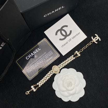 Zweireihiges Perlen-Diamant-Armband