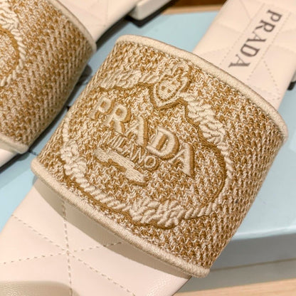 Letter Embroidery Flat Slippers